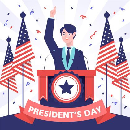 爱国手绘总统日候选人节日民主
