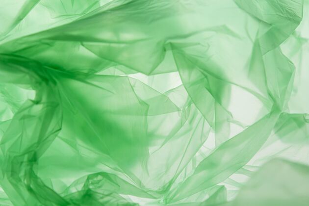 污染绿色塑料袋的平面布置材料起皱柔软