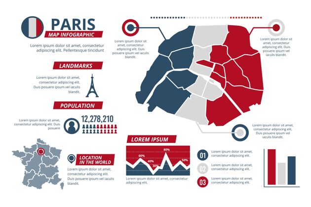 巴黎平面设计巴黎地图信息图数据选项增长