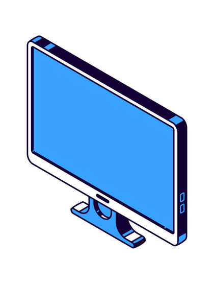平板电脑显示器 平板电视等轴测矢量图标前电视设备