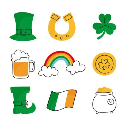 爱尔兰绘制圣帕特里克节元素包节日传统爱尔兰