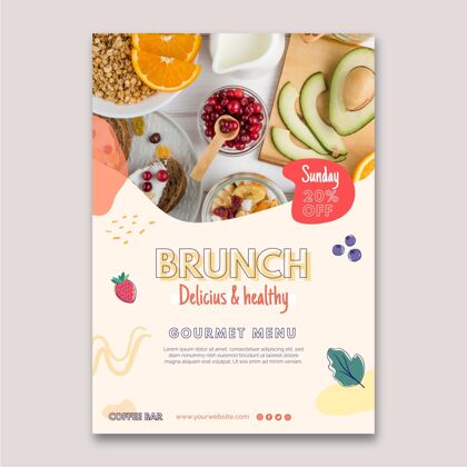食品美味健康的早午餐海报餐准备印刷海报