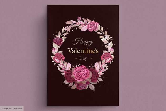 情人节可爱的栗色情人节卡片模板假日开花玫瑰