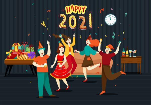 快乐快乐的人或上班族 员工手持大号码2021朋友或团队祝大家圣诞快乐 新年快乐数字2021庆祝
