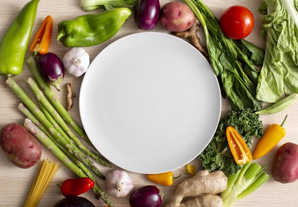 模型健康蔬菜概念模型俯视图食品平面水平