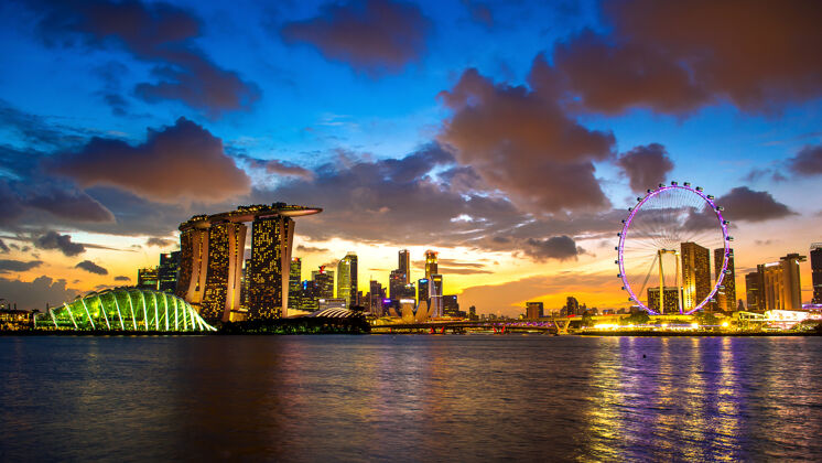 高新加坡的风景摩天大楼亚洲著名