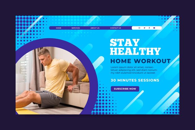 家庭登陆页面模板的运动在家与男运动员网页模板网页健康