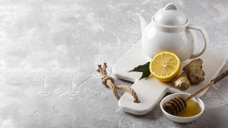 复制空间美味健康的茶水概念与复制空间季节美味冬季饮料