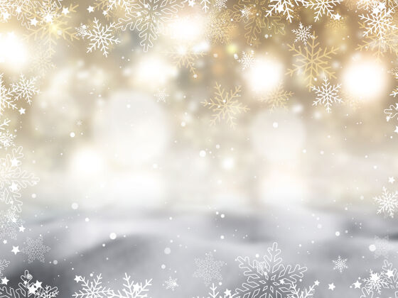 闪光圣诞背景与雪花和星星设计波基雪花新
