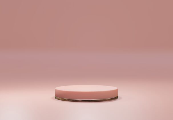 豪华粉红粉彩自然背景上的玫瑰金底座展示金戒指基座