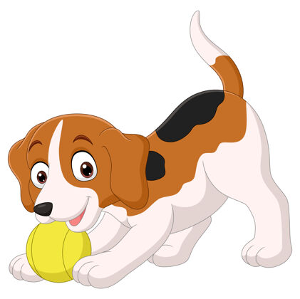 小狗卡通有趣的小狗玩球球吉祥物狗