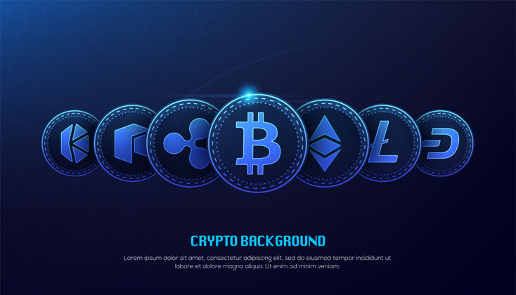 国际蓝色比特币区块链技术3d概念加密货币货币