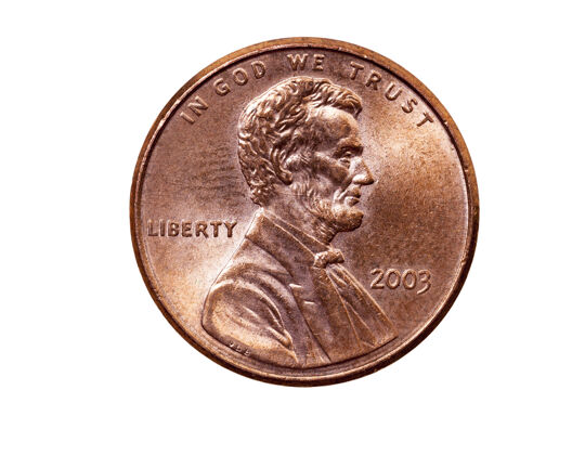 壁板近距离拍摄 在一枚价值一分钱的白色硬币上自由名字人
