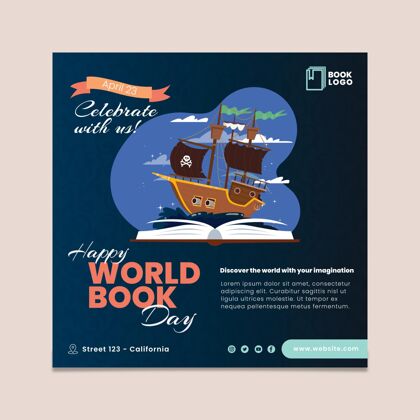 阅读世界图书日广场传单模板世界图书日准备印刷全球