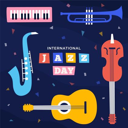 乐器平面国际爵士日插画活动爵士乐音乐会4月30日