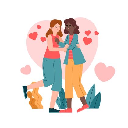 有机有机平面女同性恋夫妇插图在一起女人关系