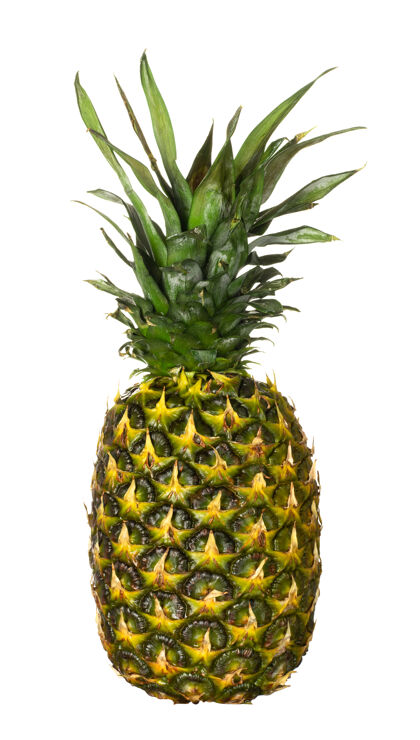 食品成熟的菠萝孤立在白色的表面 关闭香蕉水果生