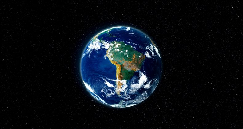 星系地球-地球-从太空看地球 显示真实的地球表面和世界地图外太空全球宇宙