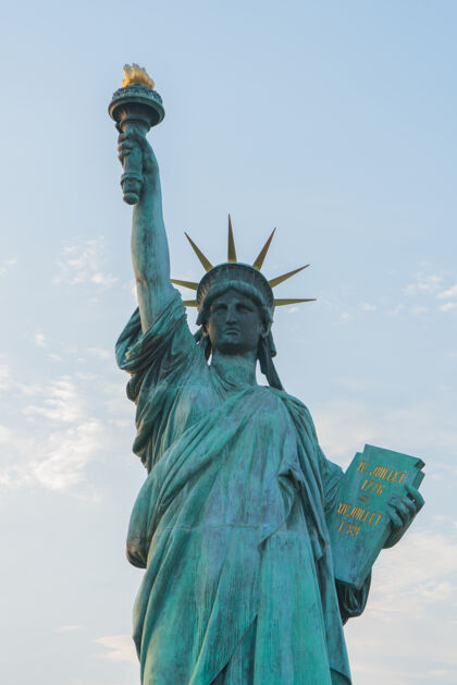 美国自由女神像特写镜头纪念碑节日爱国