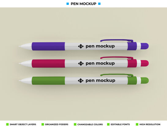 钢笔模型钢笔模型隔离软彩色背景三维渲染模型铅笔