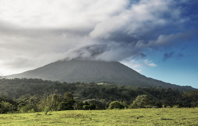 土地中美洲哥斯达黎加阿雷纳尔火山风景优美哥斯达黎加景观国家
