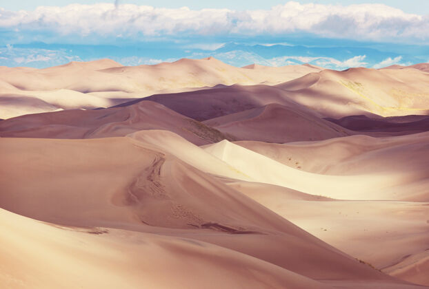 沙漠伟大的沙丘国家公园 科罗拉多州 美国自然高山沙滩