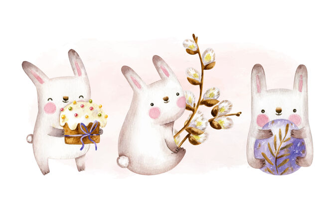 复活节兔子复活节兔子系列与复活节蛋糕兔子复活节彩蛋可爱