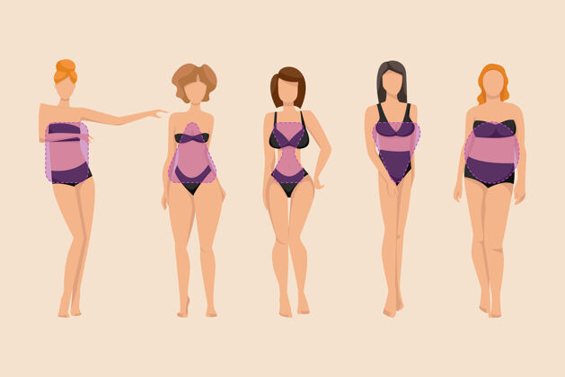身材穿着内衣的女人展现出不同的身材形状女人不同