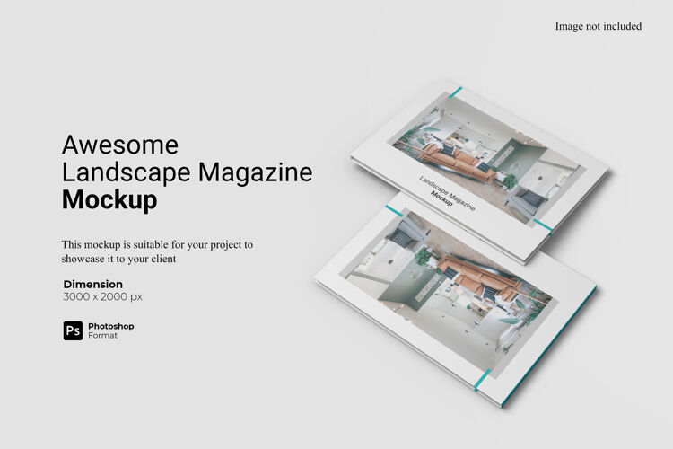 现实可怕的景观杂志模型设计隔离封面文件模型