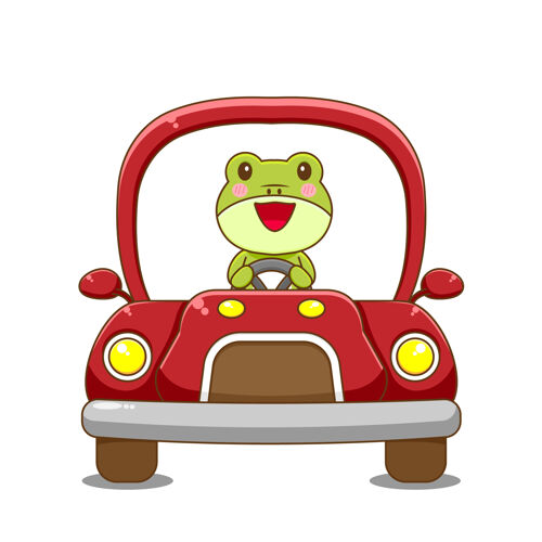 旅游青蛙角色驾驶汽车运输驾驶青蛙