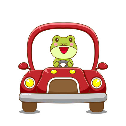 旅游青蛙角色驾驶汽车运输驾驶青蛙