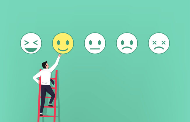 评估商人在梯子上给予反馈与表情符号概念情感质量反馈