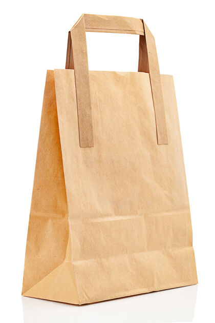 环保纸袋模型与地方的标志隔离在白色背景上购买牛皮纸商业