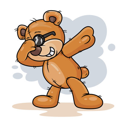 可爱可爱的熊配音舞蹈卡通图标插图.动物图标概念隔离在白色背景上玩具泰迪动物园