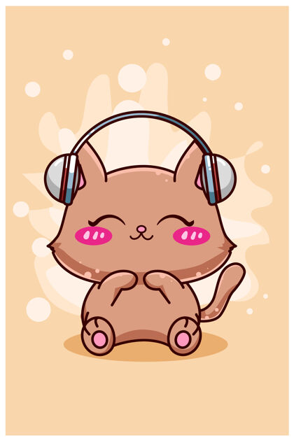 音频可爱和快乐的耳机卡通猫耳机音乐耳机