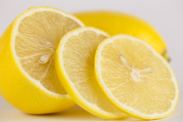 多汁柠檬微距照片酸橙切片射击