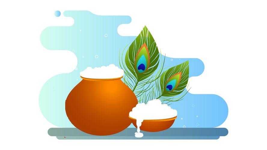 印度Janmashtami插图背景创意羽毛简玛斯塔米