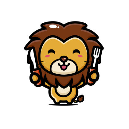 叉子可爱的狮子可以吃了餐具刀动物