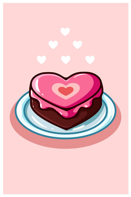 庆祝情人节爱情蛋糕卡通插画爱快乐甜点