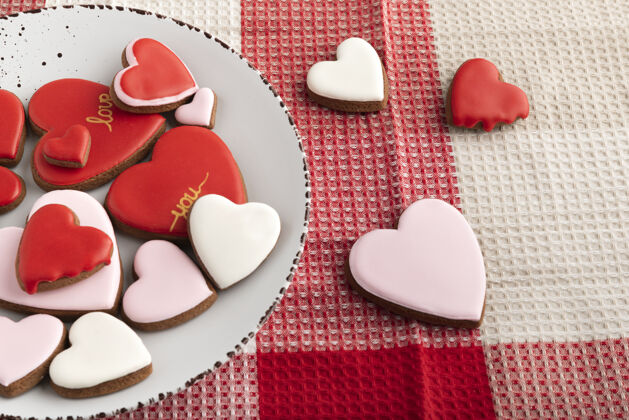 浪漫情人节治疗心脏病多色定型饼干妈妈们天啊爱食物甜点