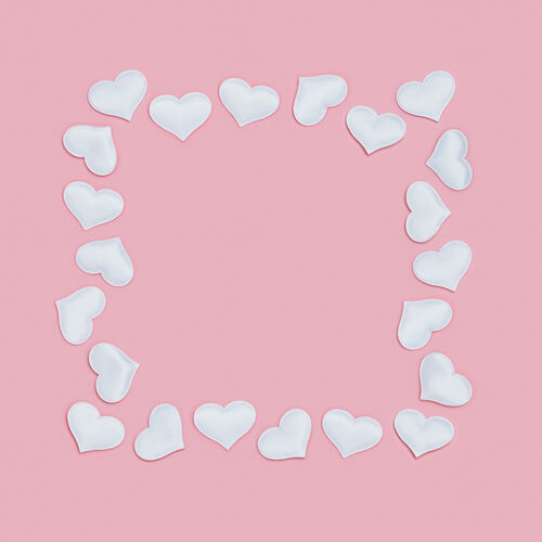 日情人节相框从白色的心形到粉色购物庆祝心