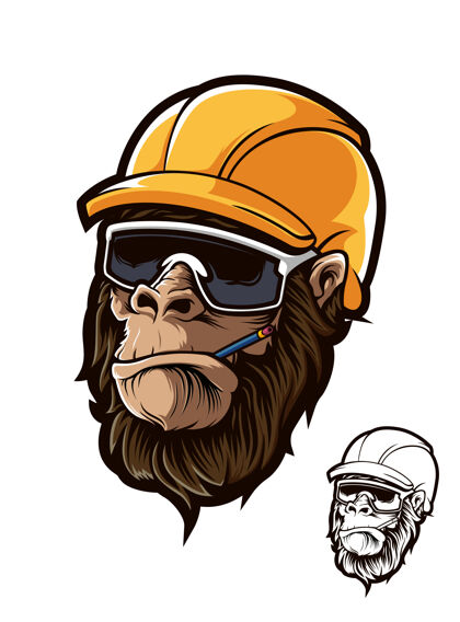 工业大猩猩头工人头盔眼镜图形动物头盔