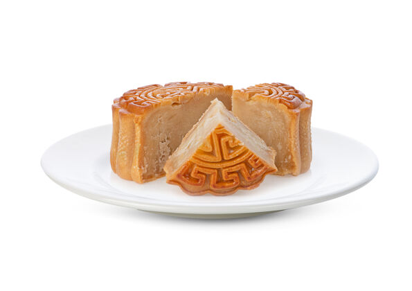 面包房月饼孤立在白色的表面上中国好吃月饼