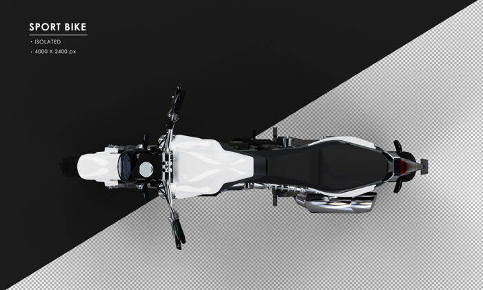 摩托车孤立的白色运动自行车从顶视图场景创建器车辆渲染
