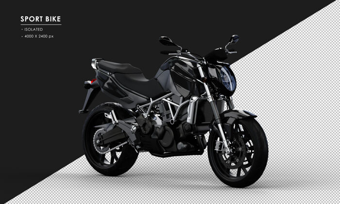 3d渲染孤立的黑色运动自行车从右前视图3d摩托车摩托车