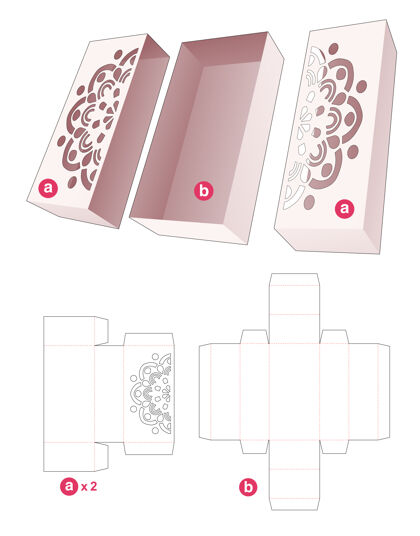 线盒子和2个曼荼罗模具模切模板封面纸空轮廓