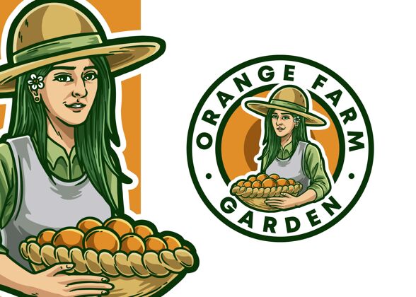 农场农场主吉祥物标志插图健康客户服务农家乐