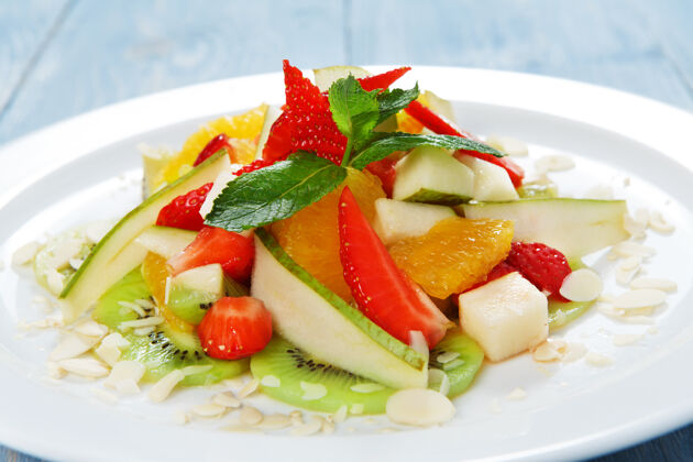 苹果水果沙拉特写食品生的营养健康