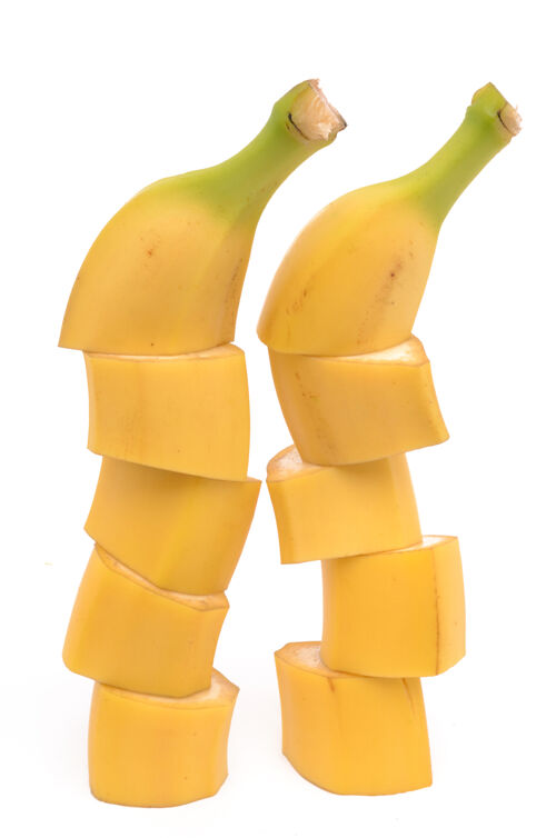 活力新鲜健康的香蕉隔离在白色的表面味道有机颜色