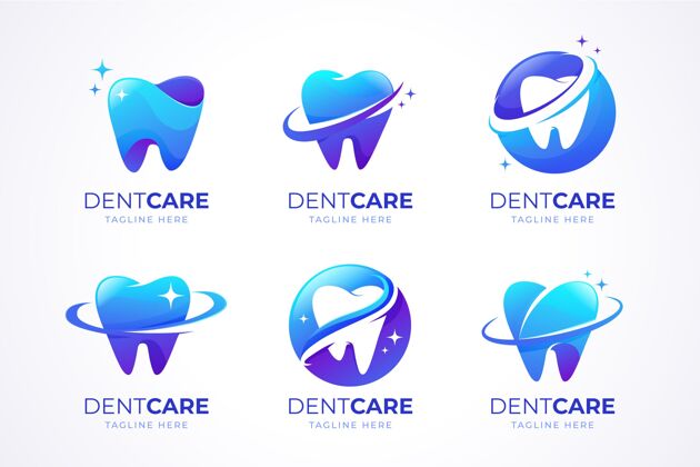 企业渐变牙科标志系列公司牙科标识梯度